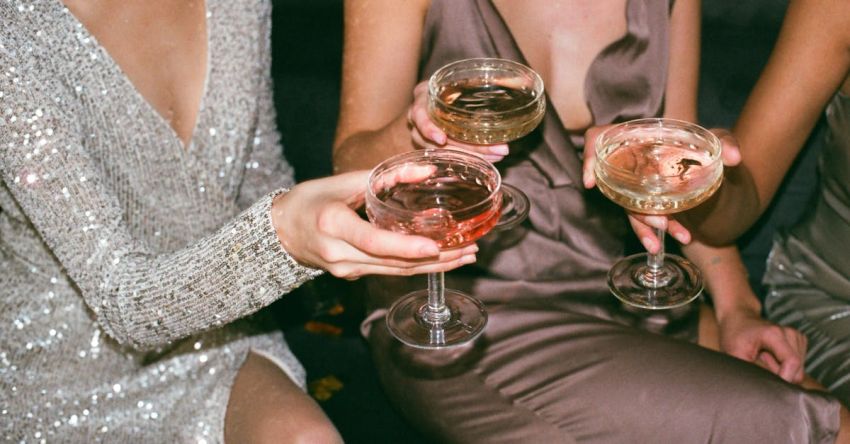 Year-in-Review Album - Woman in Silver V-neck Long-sleeved Dress